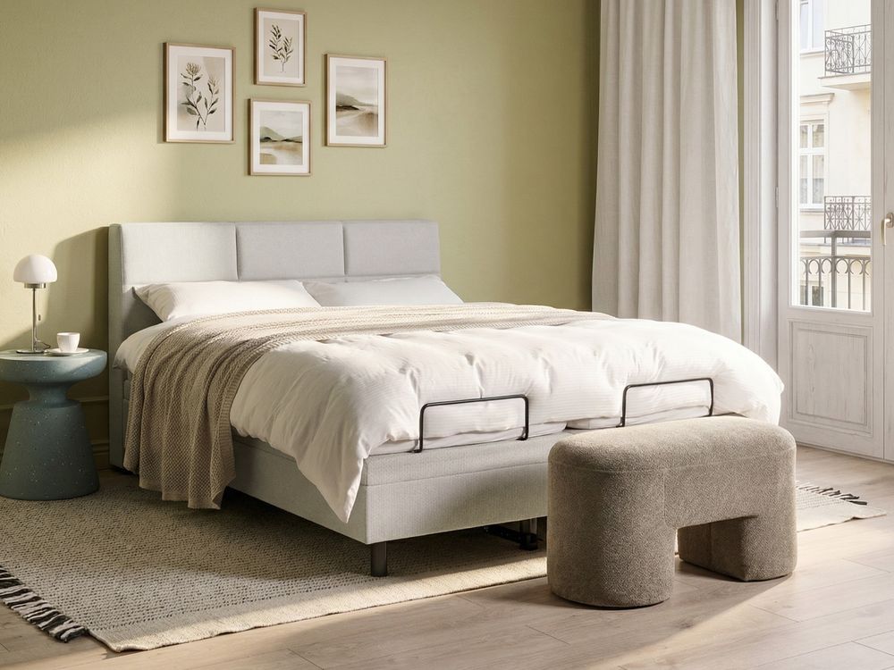 Adjustable Bed Fabric VICEROY 160 x 200 cm (EU King Size) Light Beige