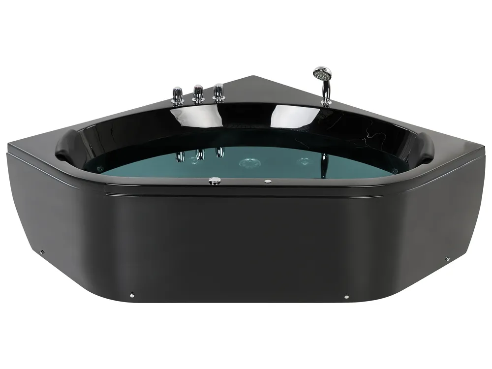 Corner Hot Tub with LED MEVES 1400 x 1400 mm Black_919448