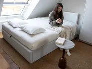 Bett mit Stauraum ohne Kopfteil DINAN Stoff Hellgrau 160 x 200 cm_1051250