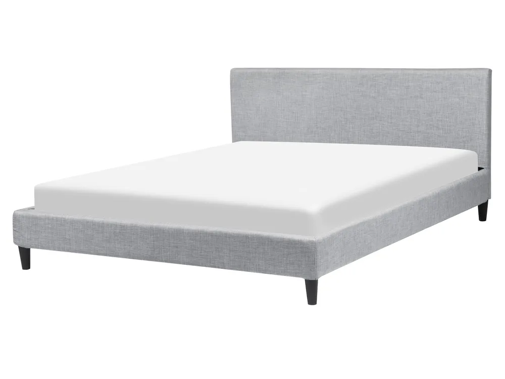 Bett mit Lattenrost Stoff FITOU 160 x 200 cm Hellgrau