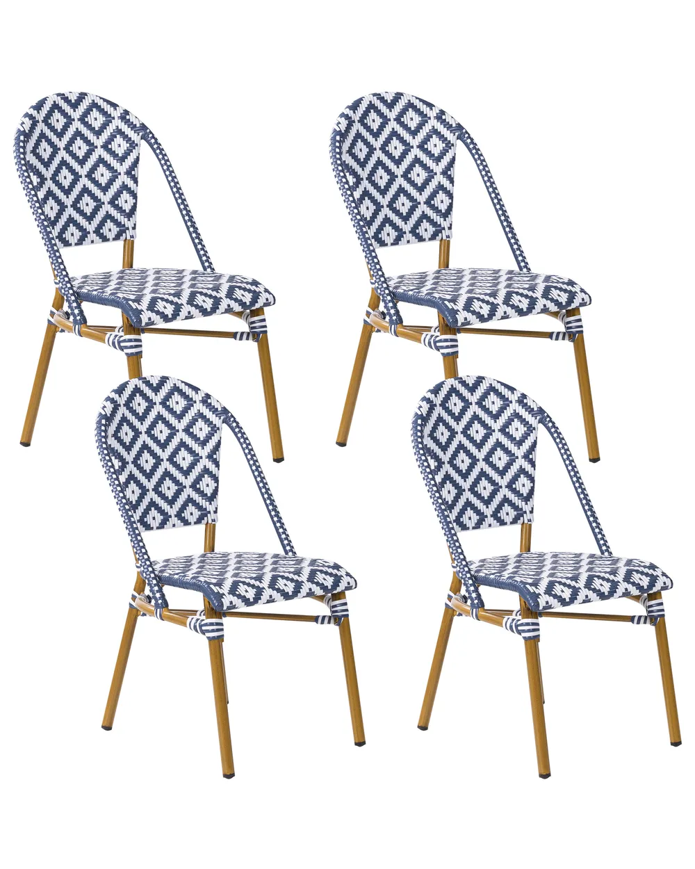 Gartenstuhl 4er Set RIFREDDO Polyrattan Blau