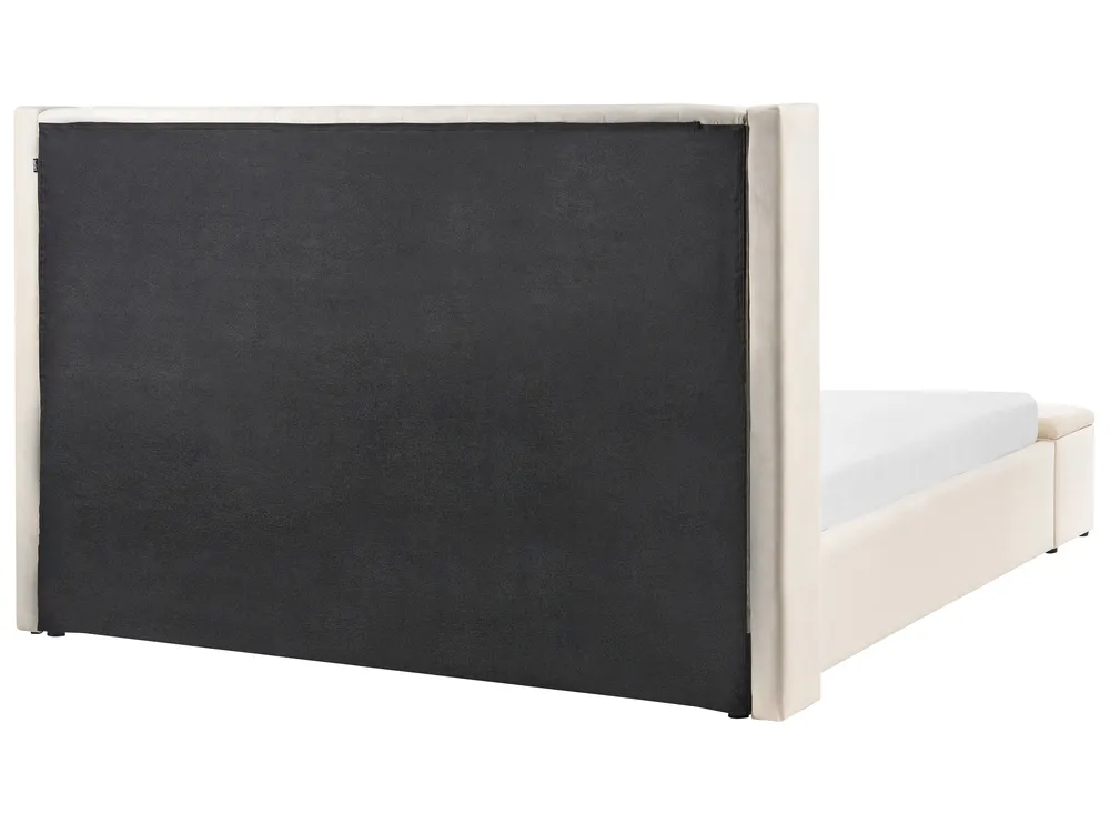 Bett mit Stauraumbank NOYERS Samtstoff Cremeweiß 180 x 200 cm_1036688