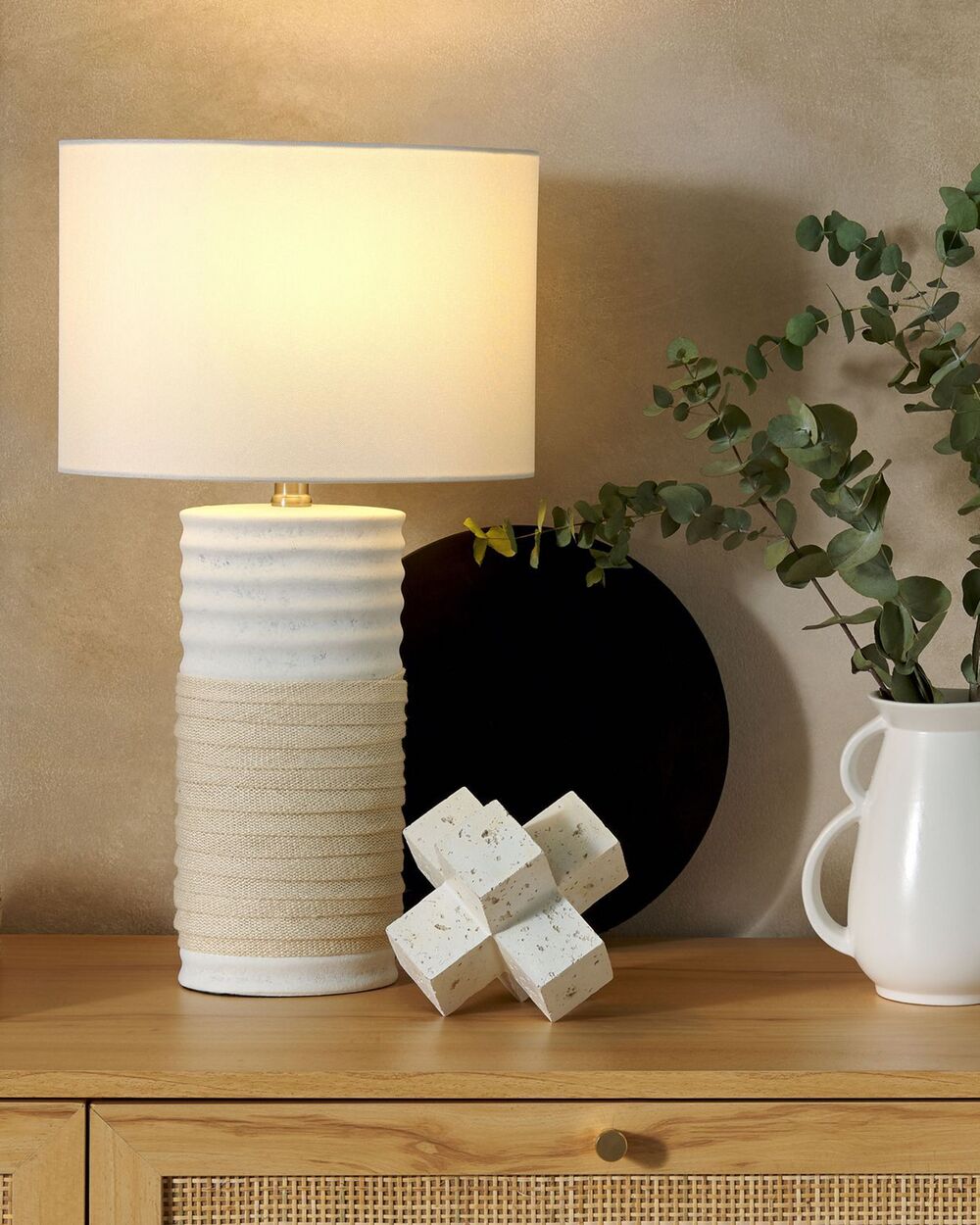 Tischlampe NAVIA Porzellan Hellbeige