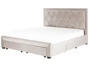 Bed with Storage Drawers LIEVIN Velvet Beige 180 x 200 cm (EU Super King)_858046