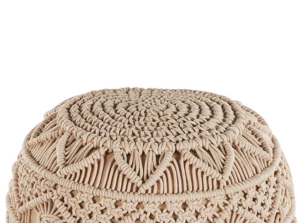 Pouffe Macramé KAYSERI Cotton Beige_801212