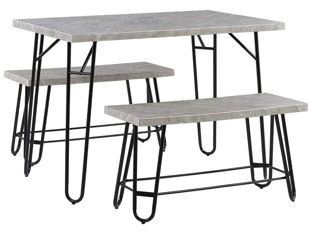 Esszimmer Set KEMPTON Hellgrau 4-Sitzer