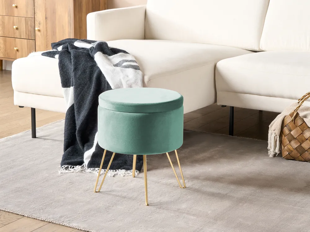 Pouf mit Stauraum SILAS Samtstoff Mintgrün