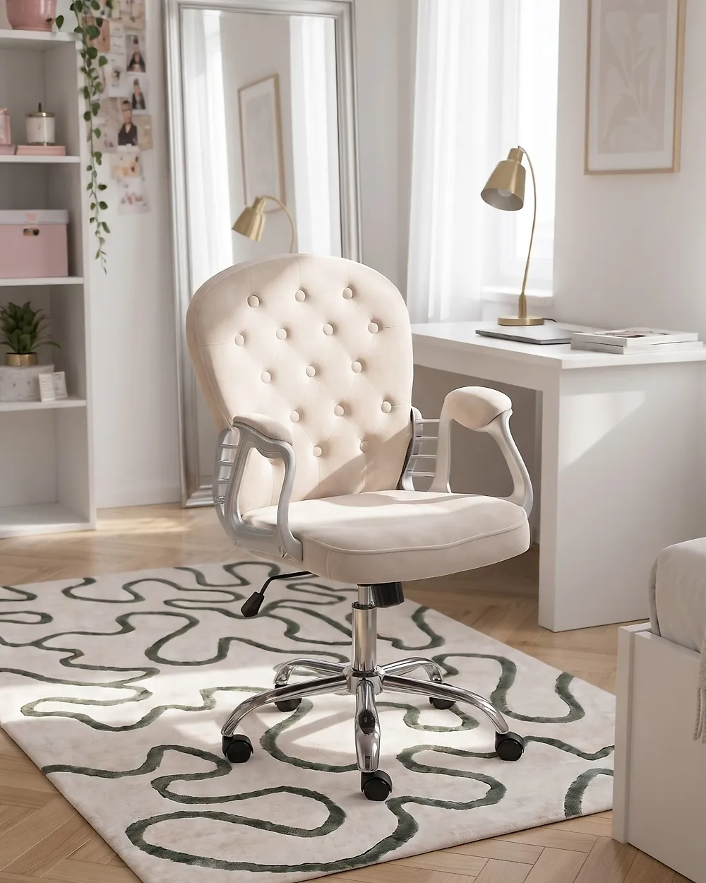 Schreibtischstuhl PRINCESS Samtstoff Taupe