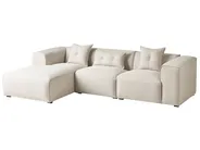 Ecksofa 3-Sitzer DOLVA Stoff Hellbeige rechtsseitig_984408