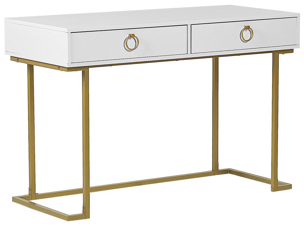 Console Table WESTPORT 115 cm 50 cm with Drawers White/ Gold