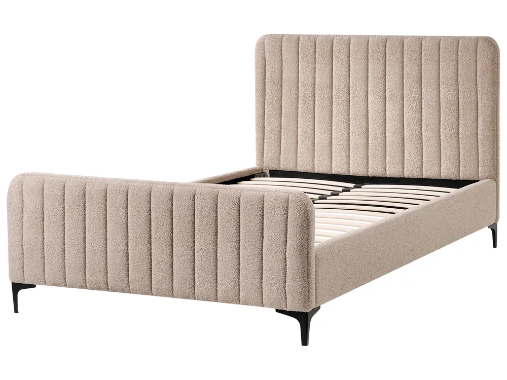 Bed Boucle LUNAN 120 x 200 cm (EU Small Double) Beige_1025645