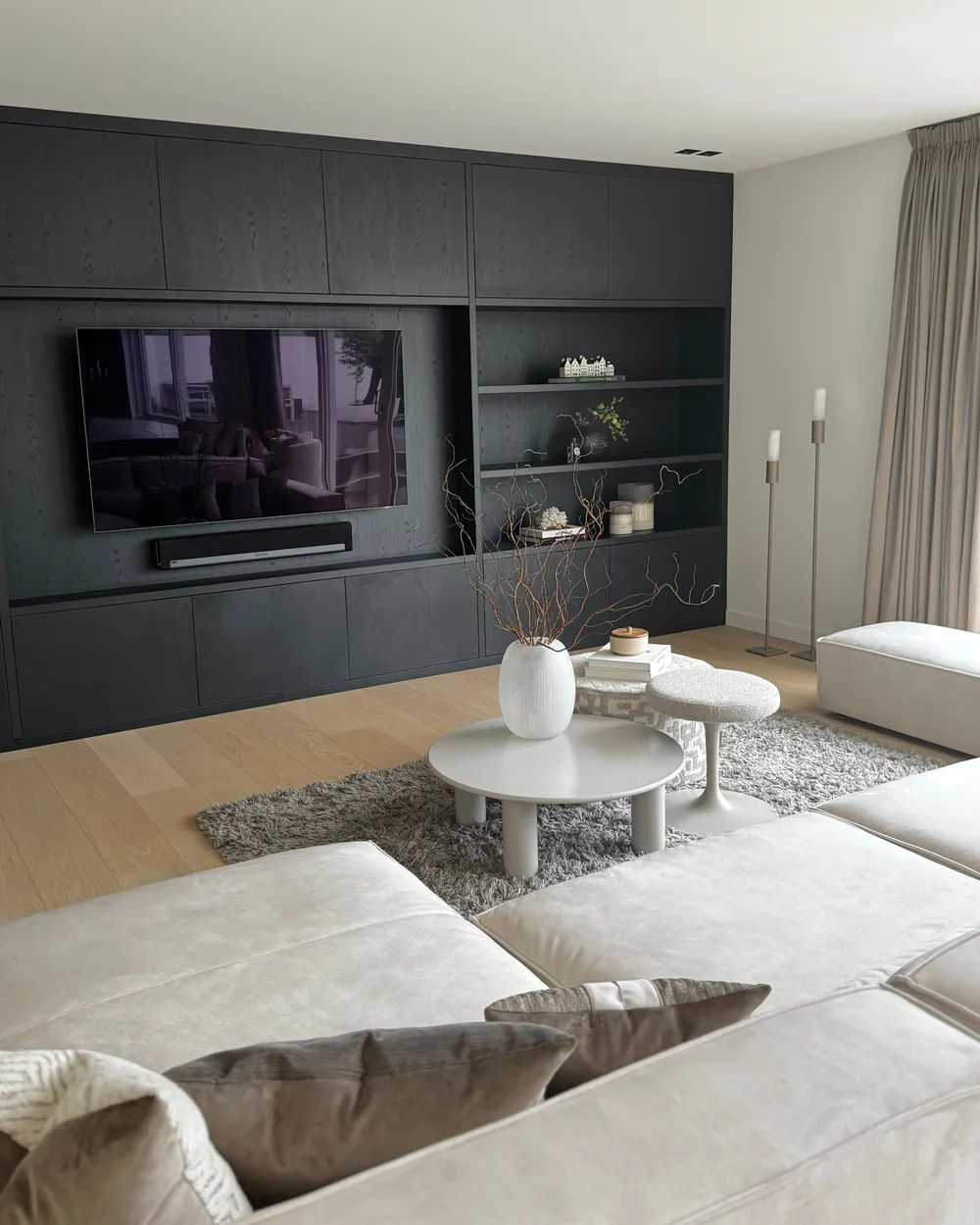 Modul Ecksofa 3-Sitzer HELLNAR Samtstoff Hellbeige linksseitig_983424