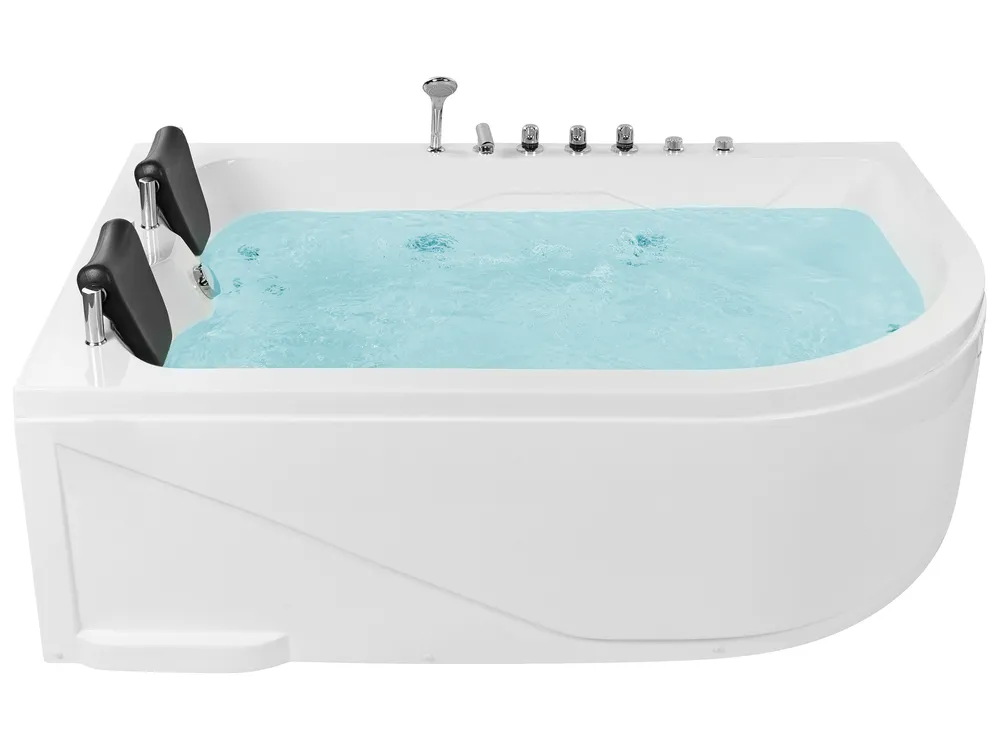 Whirlwanne Eckmodell mit LED CALAMA 180 x 120 cm Weiß rechtsseitig