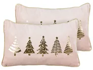 Dekokissen 2er Set ALSOBIA 30 x 50 cm Samtstoff Rosa Weihnachtsmotiv_887571