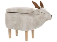 Tierhocker mit Stauraum REINDEER Rentier Stoff Beige_750679