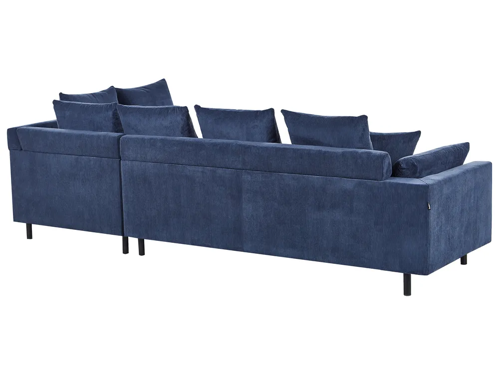 Ecksofa 4-Sitzer LUNNER Cord Dunkelblau linksseitig_961065