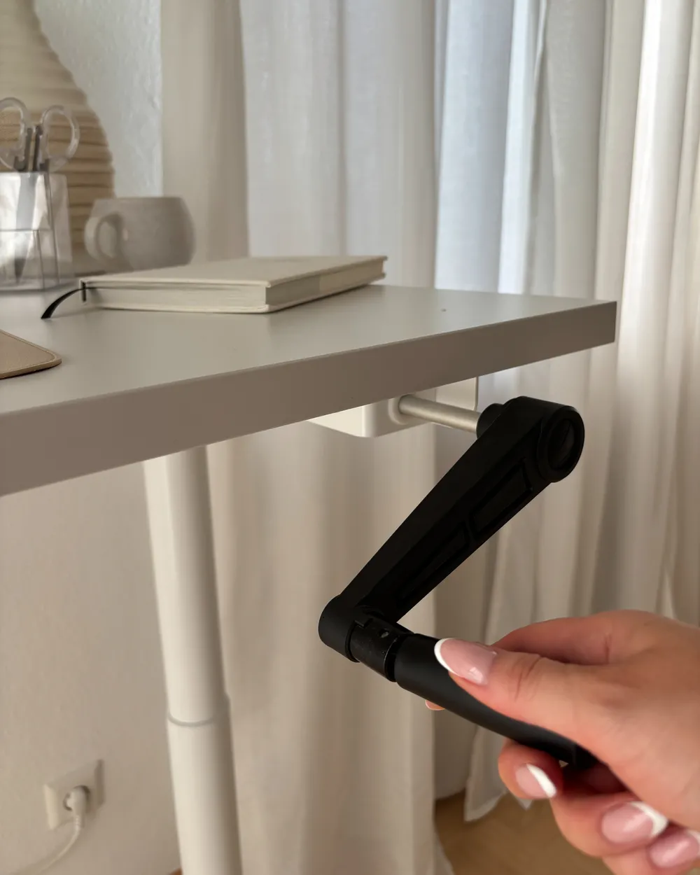 Schreibtisch manuell höhenverstellbar DESTINAS 120 cm 72 cm Weiß_1018128