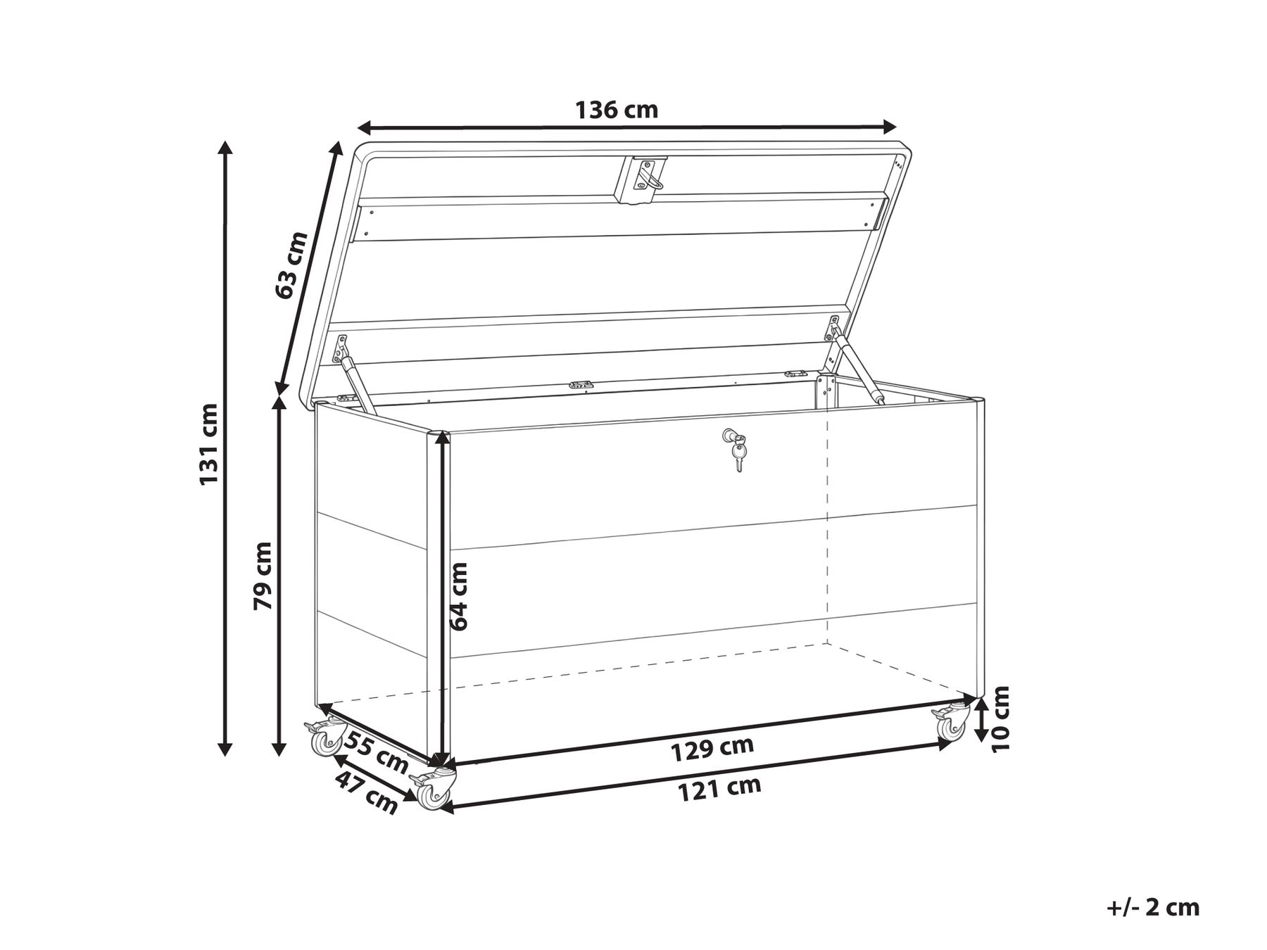 Aufbewahrungsbox KYMI 136 cm 55 cm Metall mit Rädern Dunkelgrau_1173676