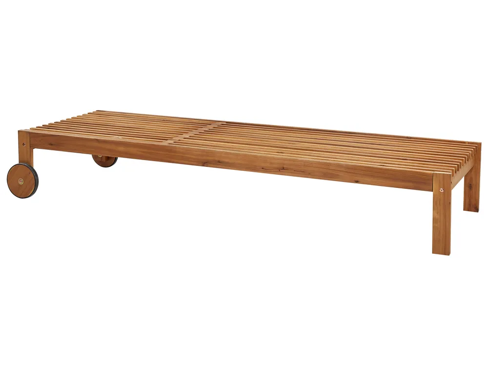 Sonnenliege BELLANO mit Relaxfunktion Akazienholz Braun - Beliani.de