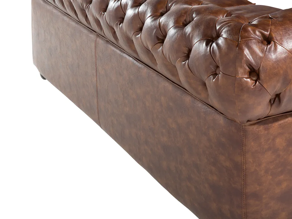 Sofa 3-Sitzer CHESTERFIELD Kunstleder Goldbraun_539698