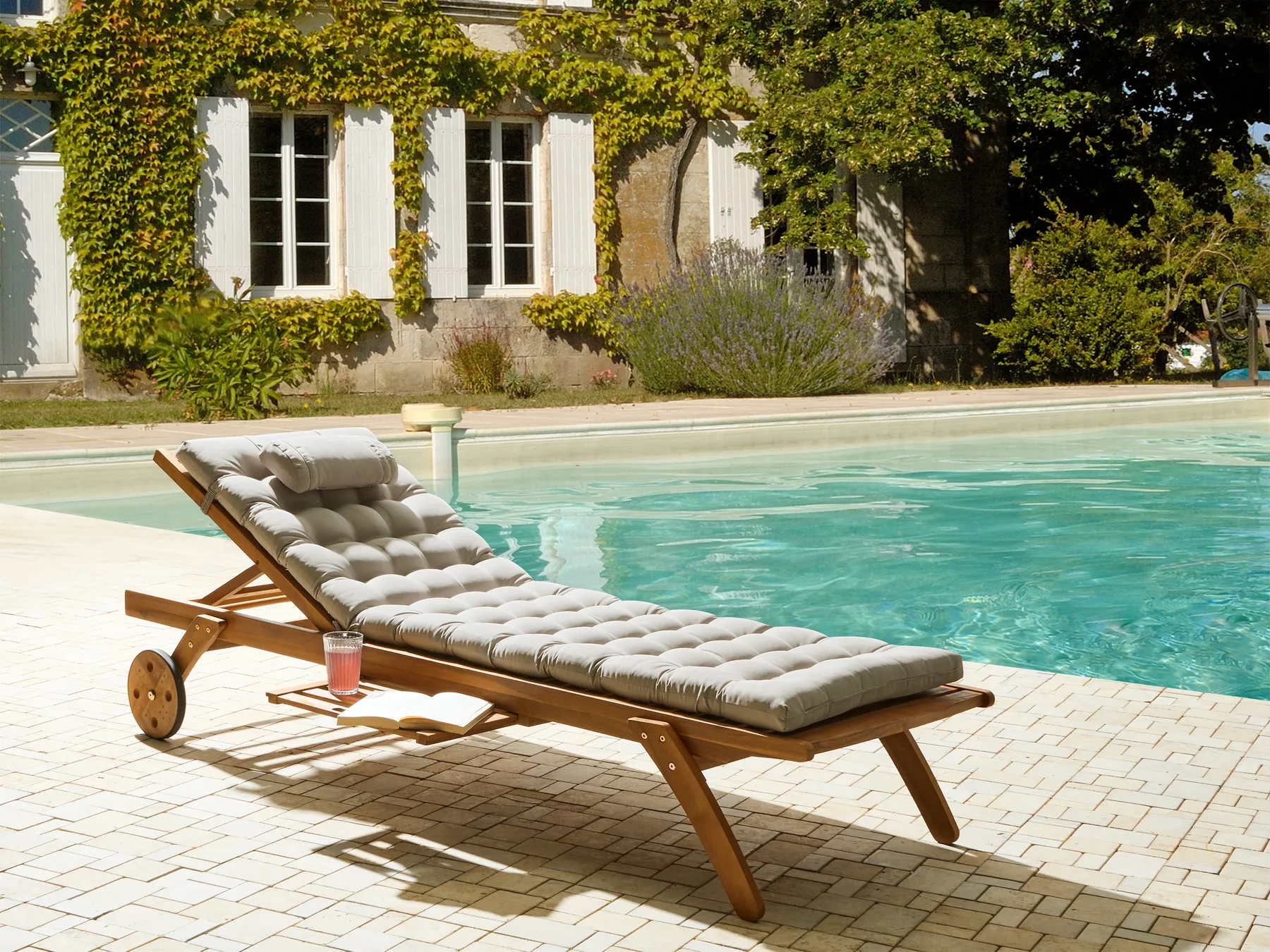 Sun Lounger Pad Cushion CESANA PREMIUM 192 x 56 cm Taupe_988063