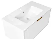 Wandmontierter Waschbeckenunterschrank mit Waschbecken mit goldenem Griff TILCARA Weiß_1006028