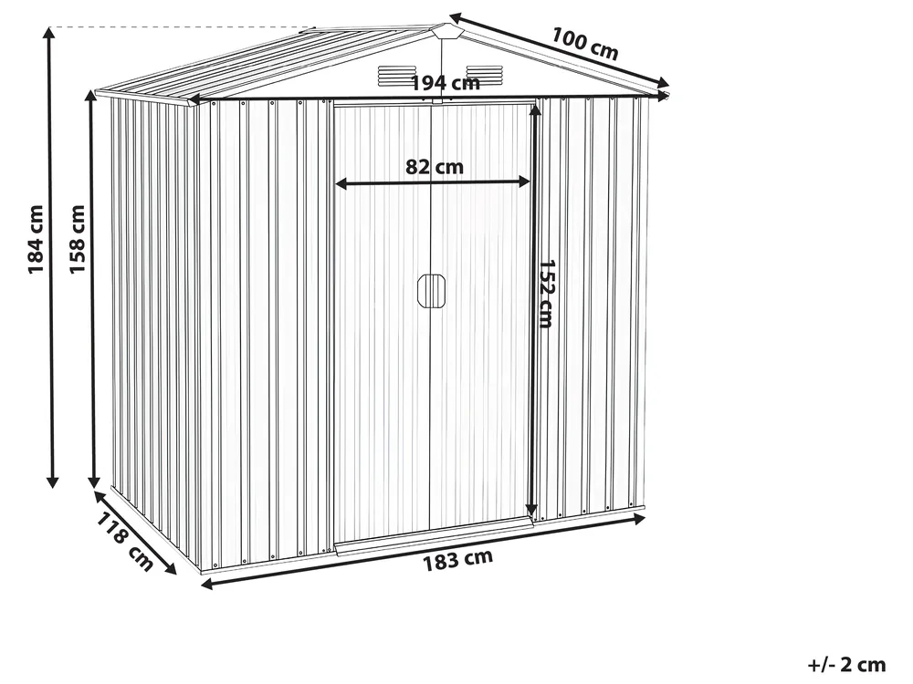 Gerätehaus CIRELLA 194 cm 118 cm Metall Graphitgrau_1022635