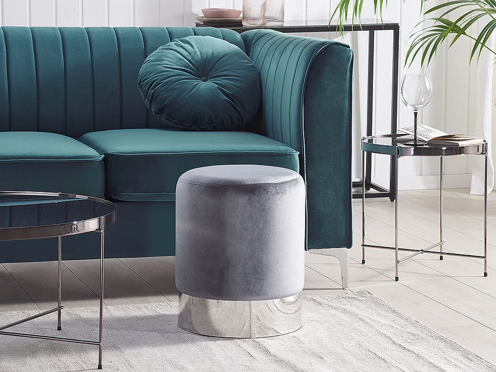 Pouf BRIGITTE Samtstoff Grau