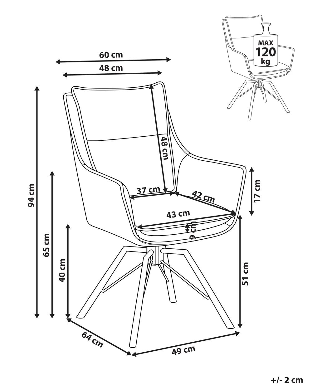 Esszimmerstuhl drehbar ANNEBERG Chenillegewebe Cremeweiß / Beige_1086530