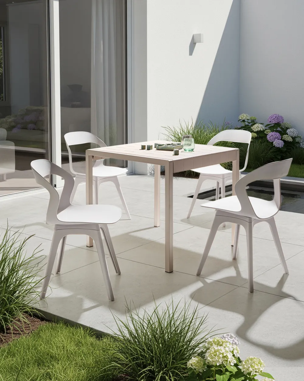 Gartenstuhl 4er Set LACHANIA Taupe