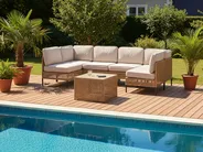 U-Shape Garden Sofa 6 Seater OMEGANA Modular PE Rattan Light Beige_1040516
