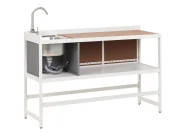 3 Piece Outdoor Kitchen Set with Sink ORTISEI White Metal_983927