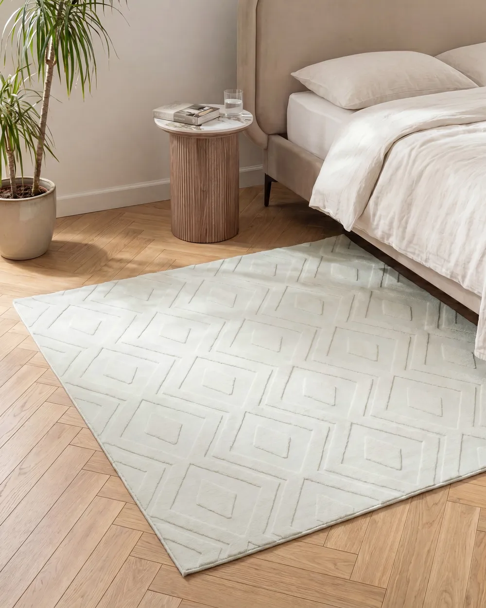 Rug KEVIREL Off-White 160 x 160 cm