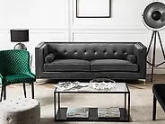 Sofa 3 Seater AVALDSENES Velvet Dark Grey_1176823