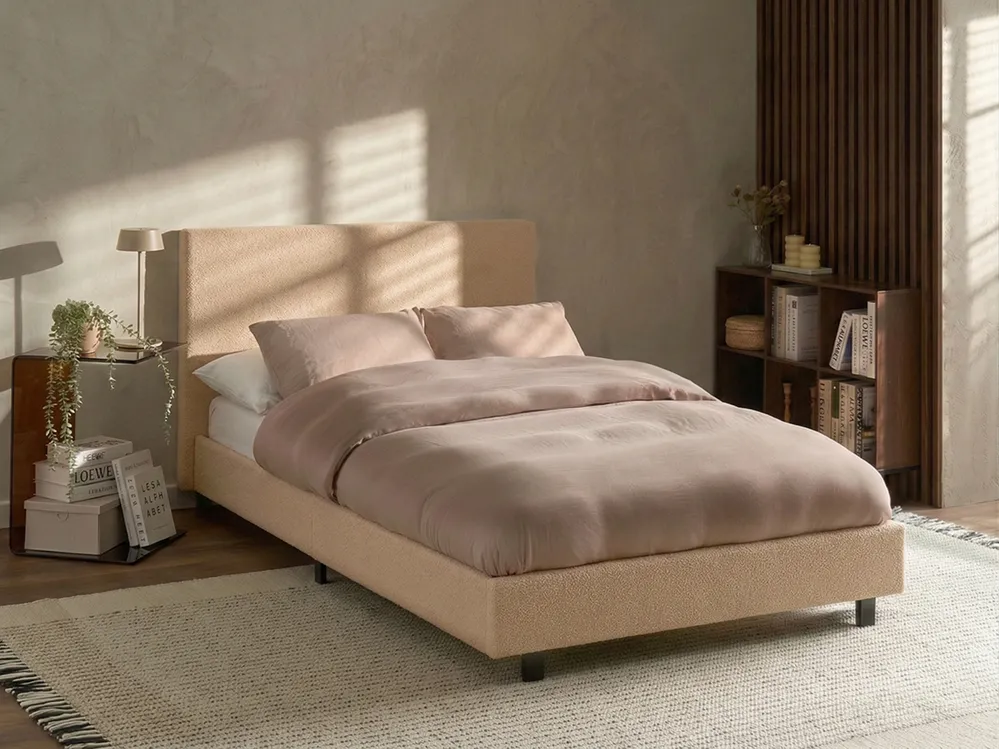 Bett mit Lattenrost Bouclé ALBI 120 x 200 cm Beige