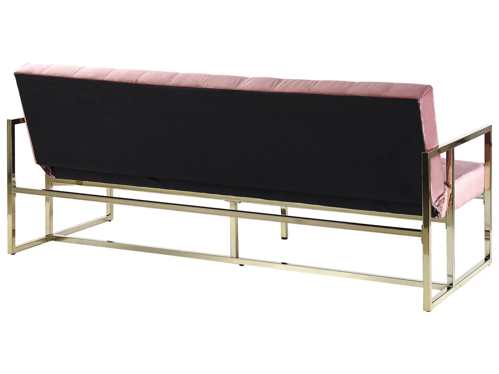 Schlafsofa 3-Sitzer MARSTAL Samtstoff Rosa_793572