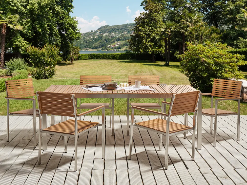 Gartenmöbel Set 6-Sitzer VIAREGGIO zertifiziertes Teakholz Braun