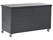 Aufbewahrungsbox KYMI 136 cm 55 cm Metall mit Rädern Dunkelgrau_1173663