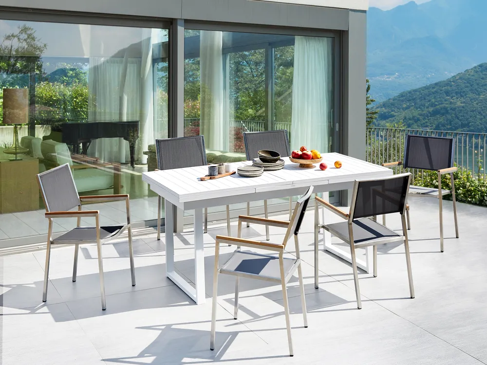 Garden Dining Set 6 Seater VALCANETTO/GROSSETO Metal Grey/ White