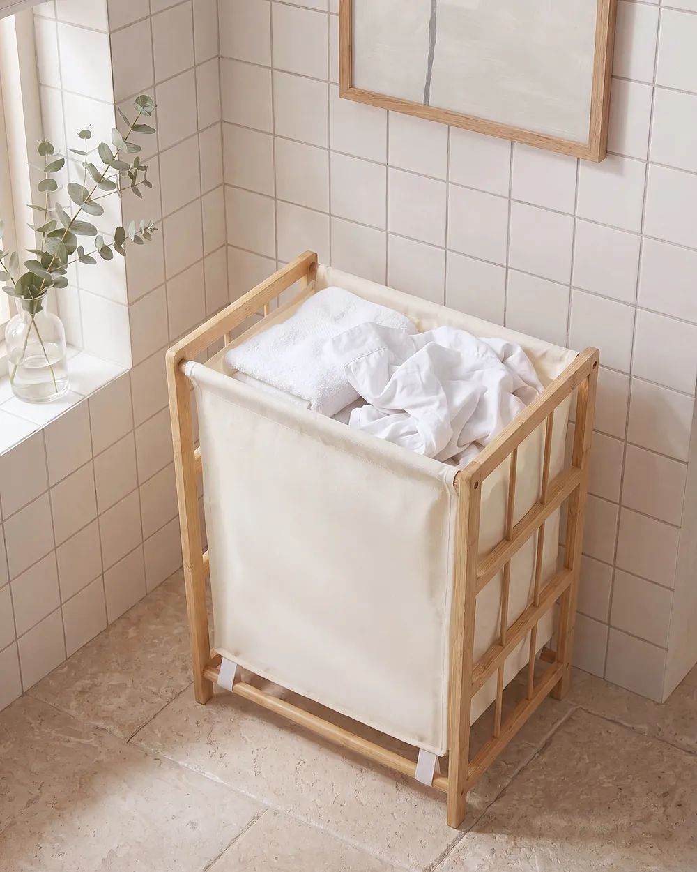 Laundry Basket MERIN Bamboo Light Brown 45 L_1144437