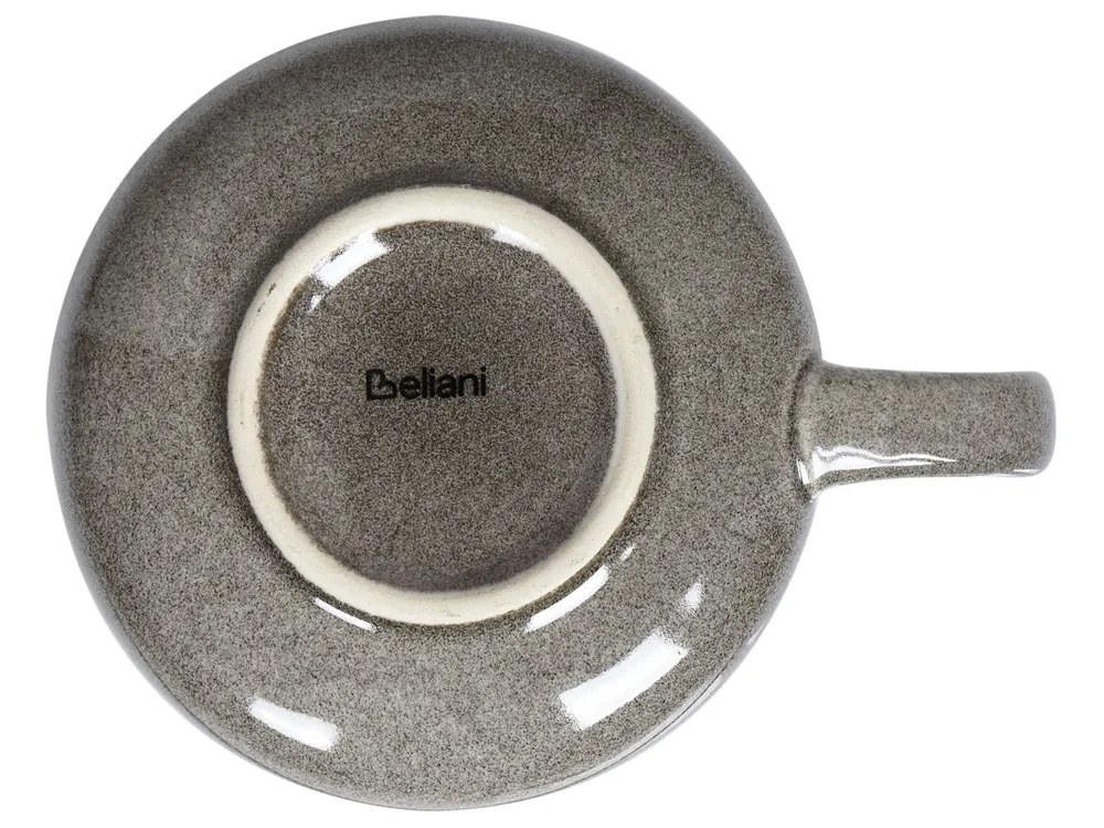 Tassen 4er Set mit Untertellern COSTMARY Steinzeug Grau_957347