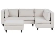 Modular Corner Sofa 4 Seater UNSTAD with Ottoman Fabric Light Beige Left Hand_925327