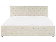 Bett mit Stauraum AMIENS Samtstoff Hellbeige 180 x 200 cm_791268