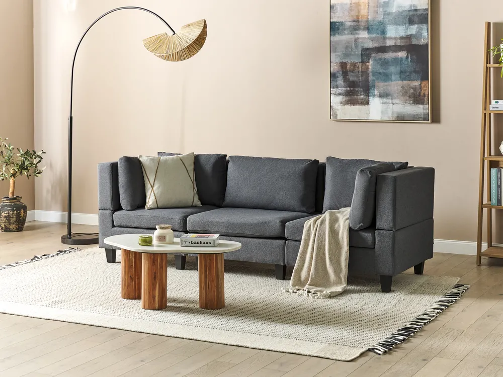 Modulsofa 3-Sitzer UNSTAD Stoff Dunkelgrau