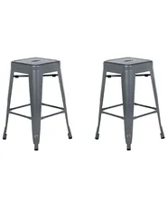 Set of 2 Bar Stools CABRILLO Metal Grey_727796