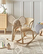 Kids Rocking Chair Elephant AMPOLLINO Rattan Natural_1178901