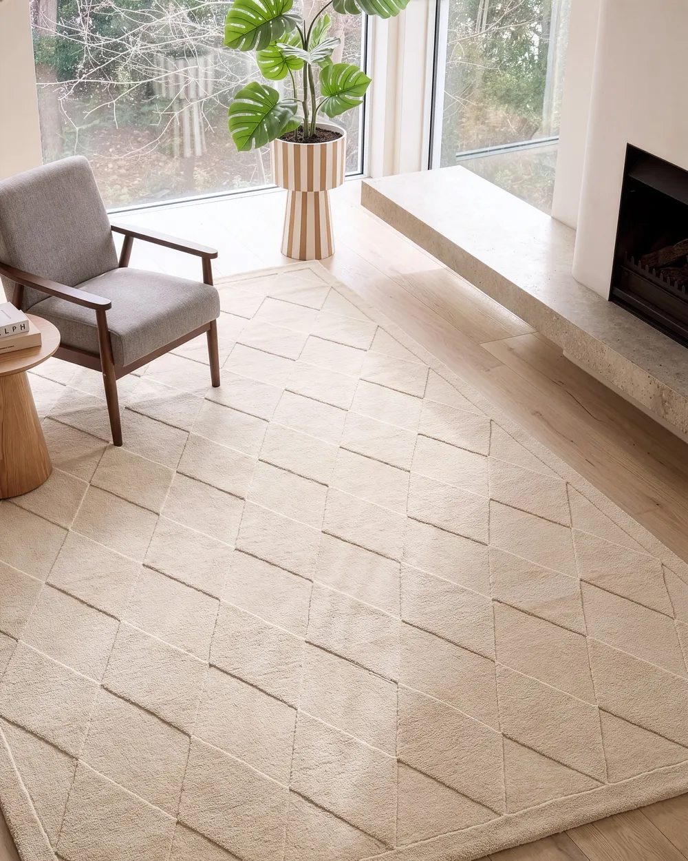 Teppich LUNARA Hellbeige 200 x 300 cm Wolle
