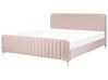 Bett mit Lattenrost Samtstoff LUNAN 180 x 200 cm Pastellrosa