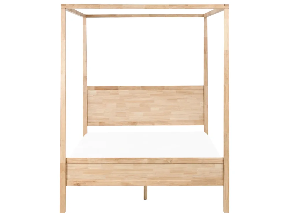 Four Poster Bed Wood HAUTERIVES 160 x 200 cm (EU King Size) Light Brown_1023134