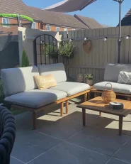 Lounge Set mit Tisch 2-Sitzer FRASCATI modular zertifiziertes Akazienholz Hellgrau_926157